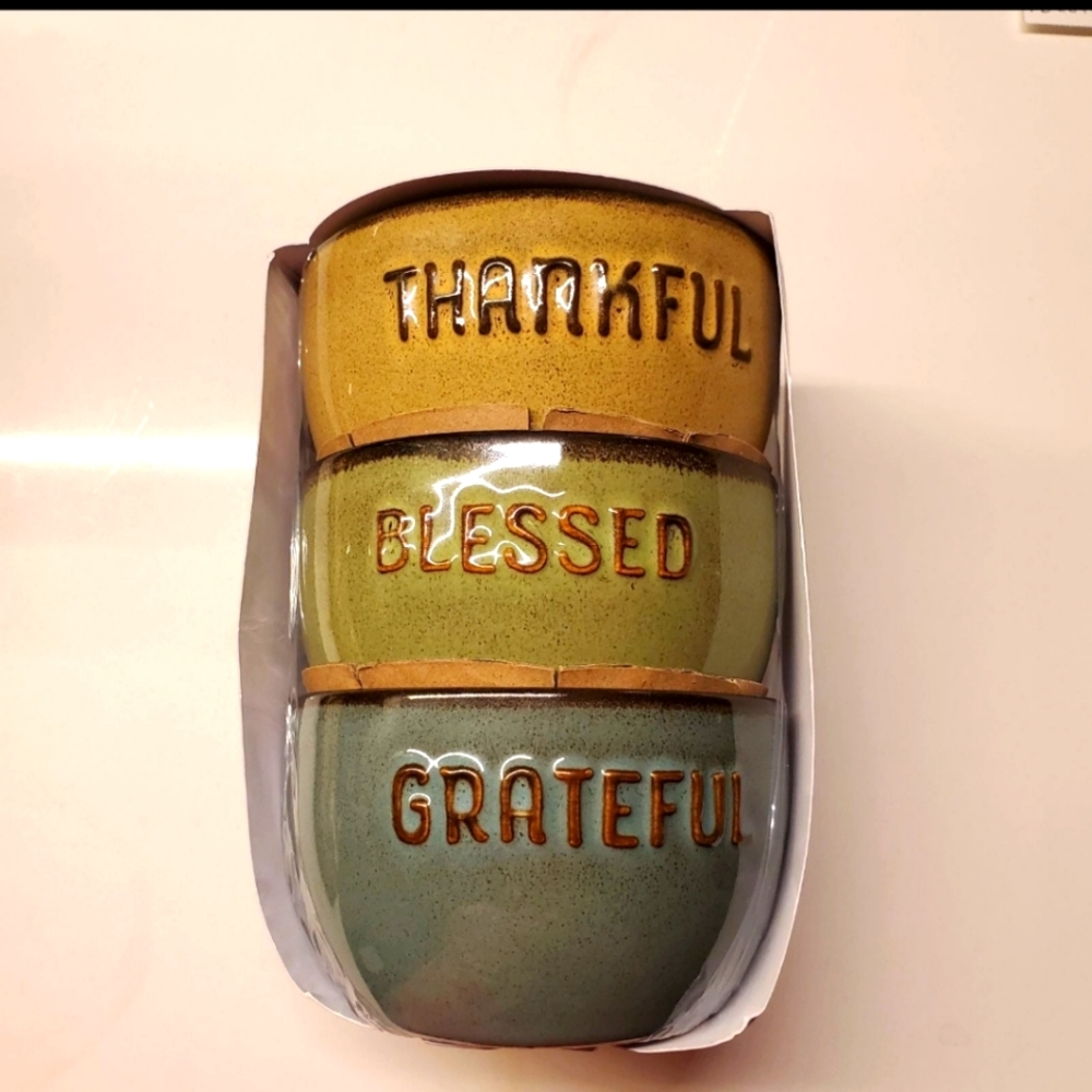 Hallmark Thankful, Blessed, Grateful Bowls - Set of 3